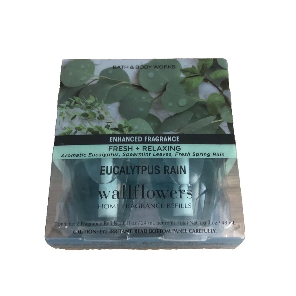 Bath & Body Works EUCALYPTUS RAIN Wallflowers Fragrance Fresh + Relaxing 2 Pack